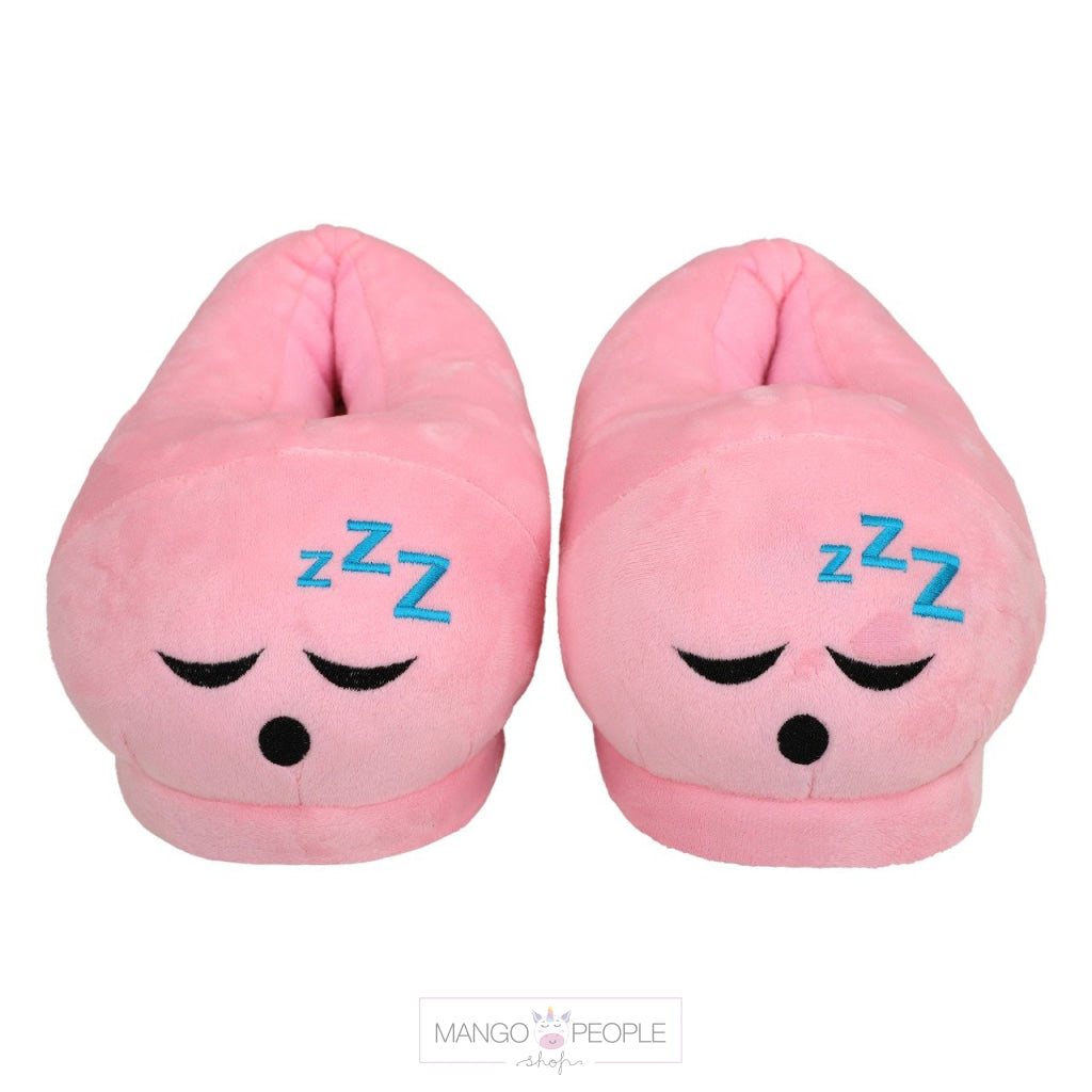 Pink Emoji Plush Slippers Mango People Local Sleep 