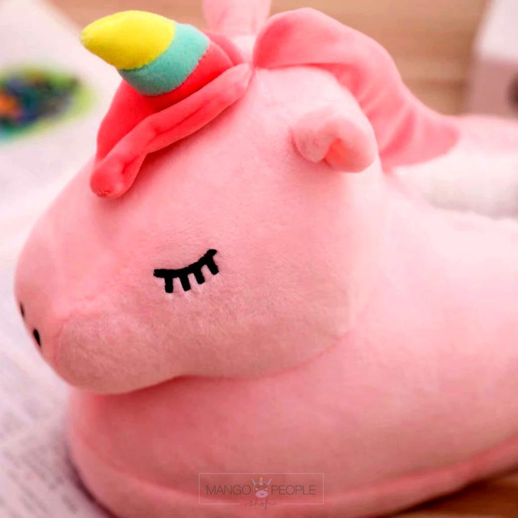 Pink Unicorn Cartoon Character Funny Plush Shoes