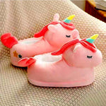 Load image into Gallery viewer, Pink Unicorn Cartoon Character Funny Plush Shoes
