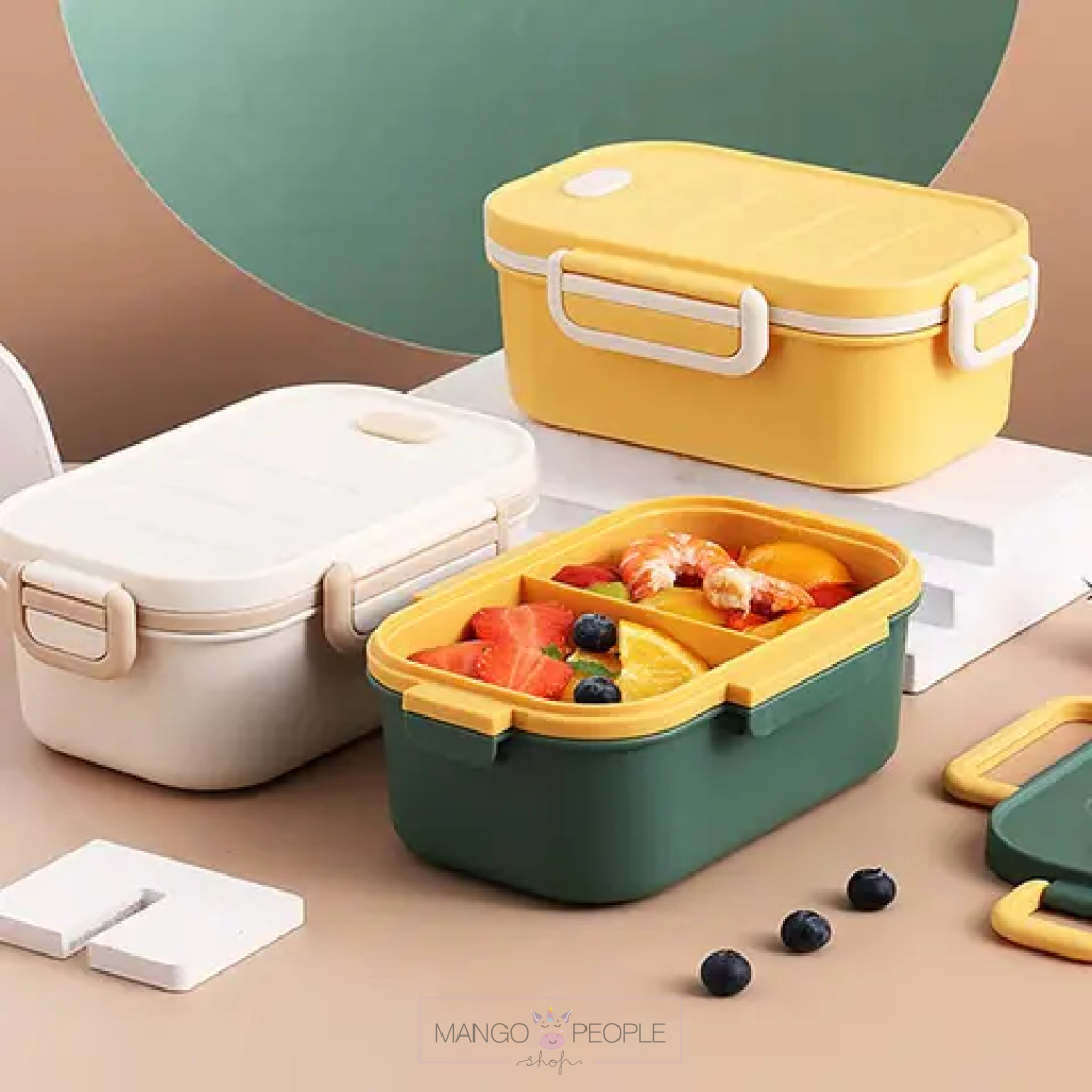 Plastic Grid Two - Layer Rectangular Lunch Box - 1000Ml
