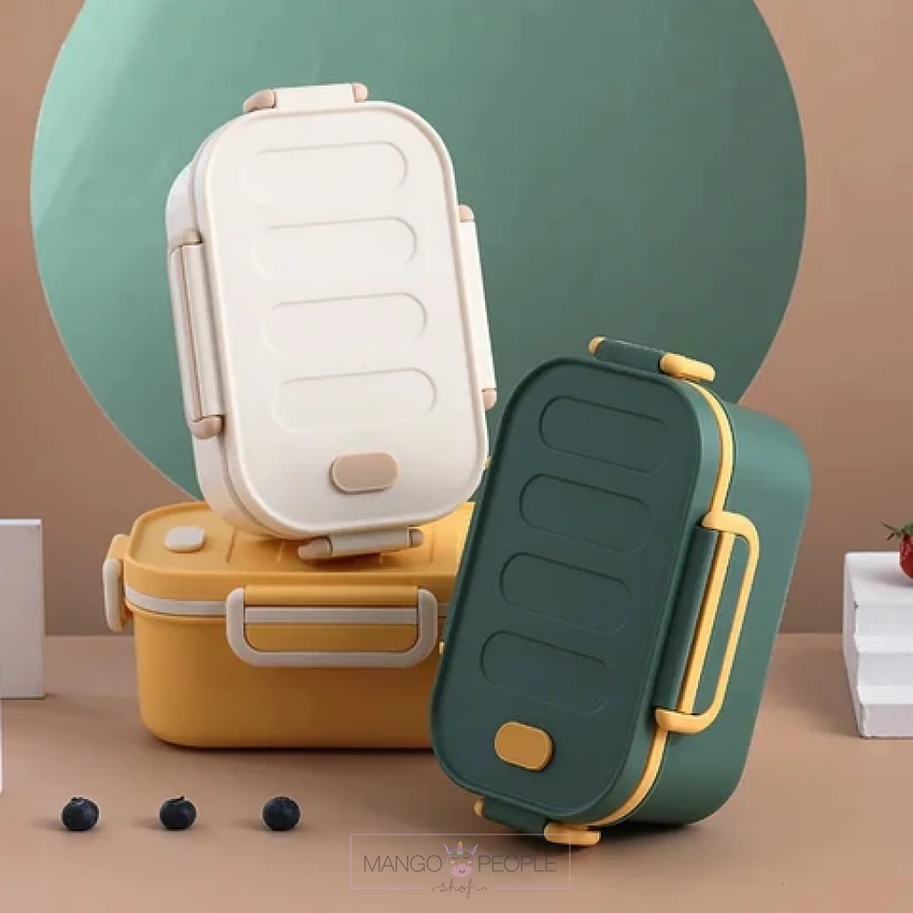 Plastic Grid Two - Layer Rectangular Lunch Box - 1000Ml