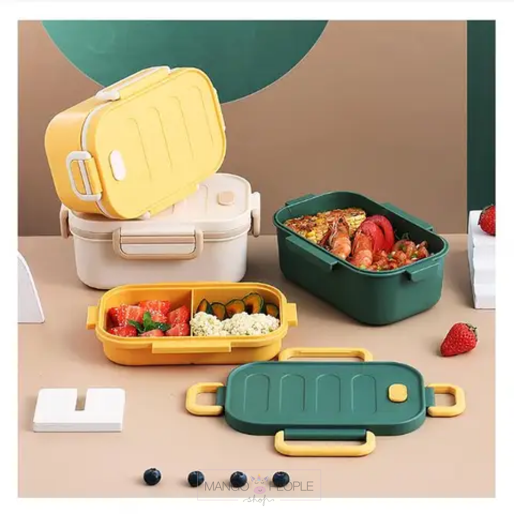 Plastic Grid Two - Layer Rectangular Lunch Box - 1000Ml