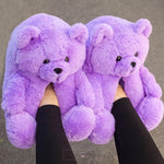 Load image into Gallery viewer, Plush Teddy Bear Slippers Purple

