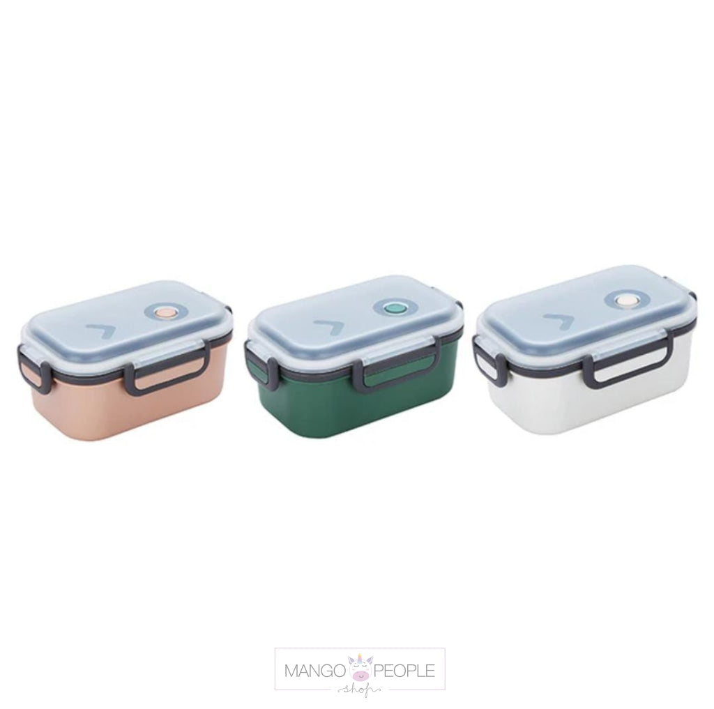 Portable Pure Color Rectangle Lunch Box With Silicone Valve - 1000Ml