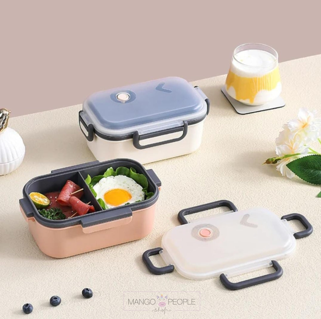 Portable Pure Color Rectangle Lunch Box With Silicone Valve - 1000Ml