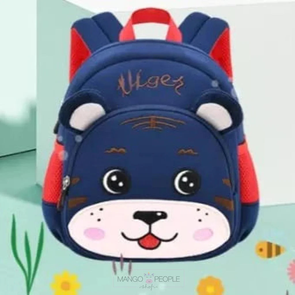 Premium Quality 3D Tiger Backpack For Kindergarten Kids Navy Blue