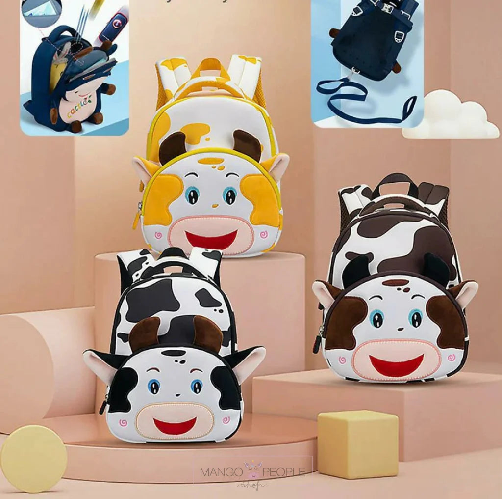 Premium Quality Cute 3D Cow Design Backpack For Kindergarten Kids Animal Kids