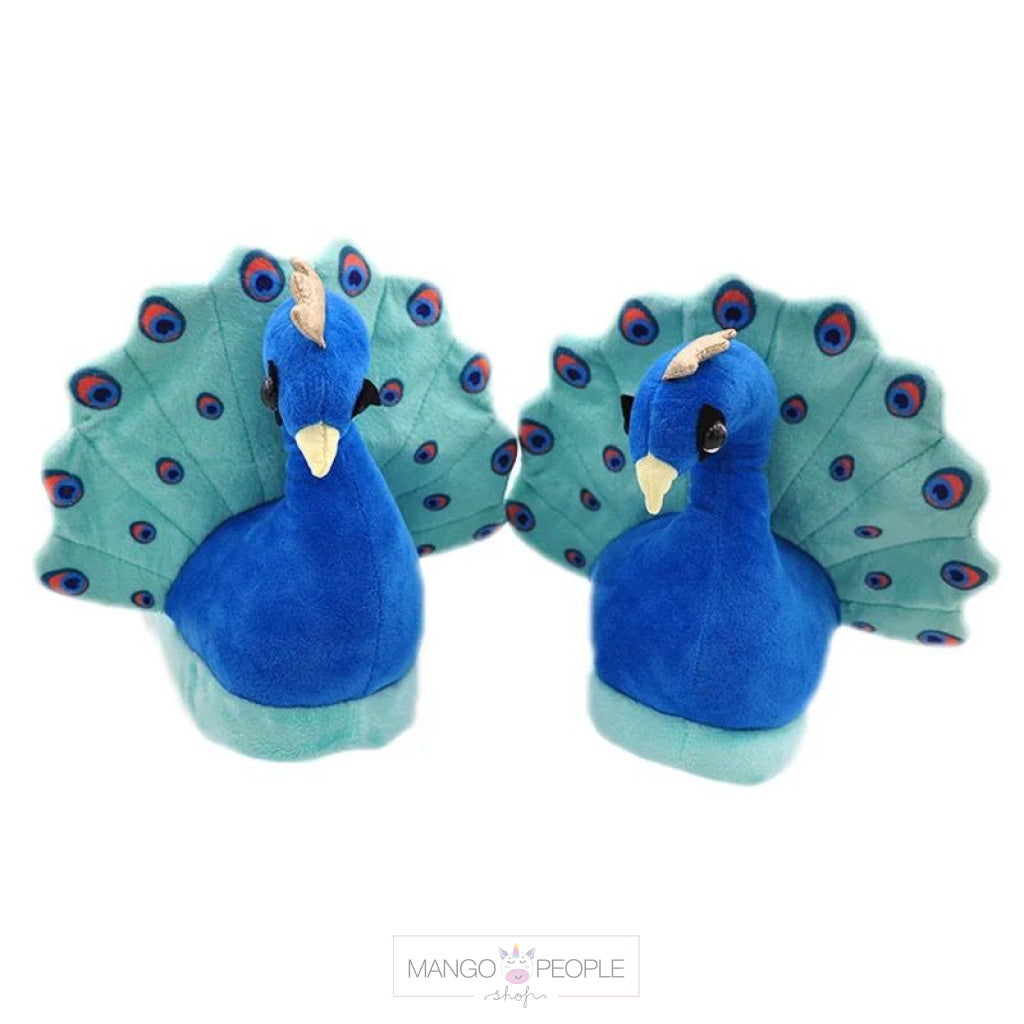 Pretty Plush Peacock Slippers