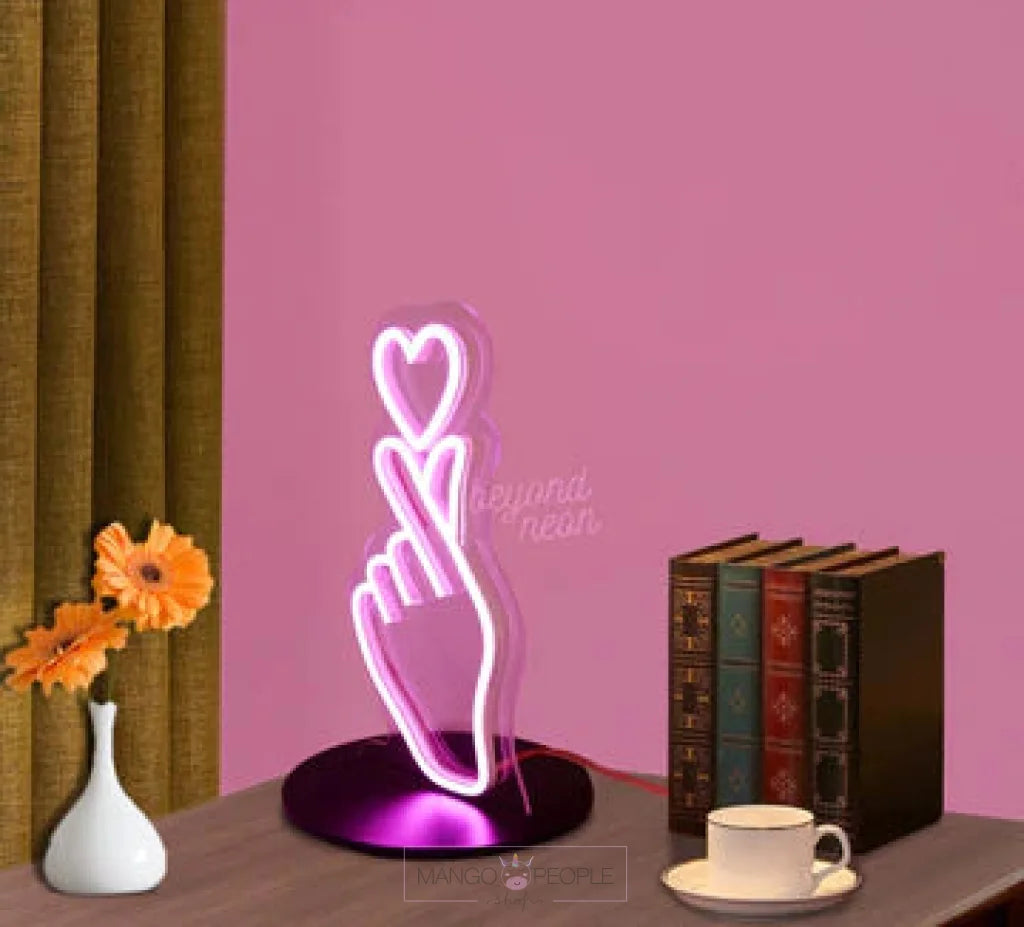 3D Illusion K-Drama Hand Heart Gesture Finger Led Lamp