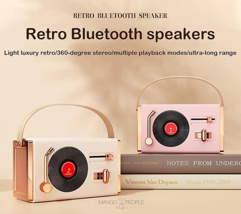 Retro Wireless Bluetooth Speaker With Classy Vinyl Record Player Style Wireless Bluetooth Speaker