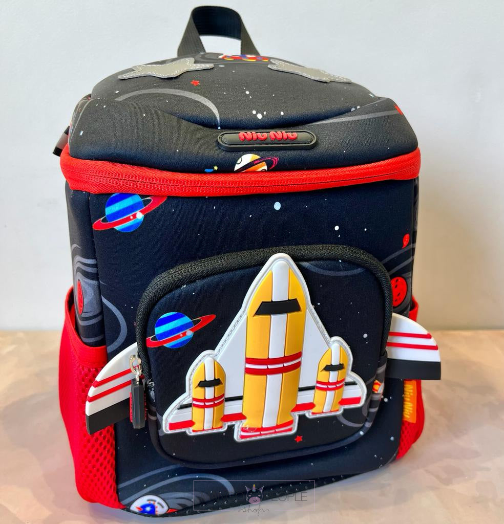 Rocket Design Large Capacity School Bags With Slip Over Buckle For Kindergarten Kids Space Backpack