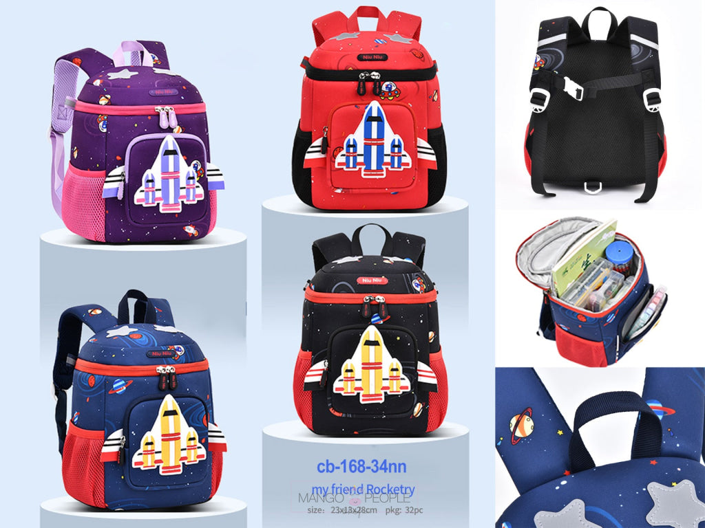 Cartoon Rocket Backpack For Kids Kids Space Design
