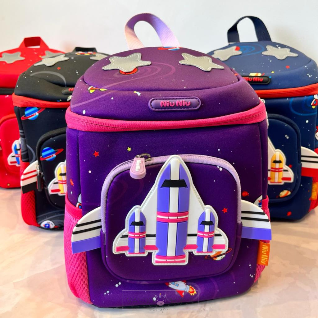 Rocket Design Large Capacity School Bags With Slip Over Buckle For Kindergarten Kids Space Backpack