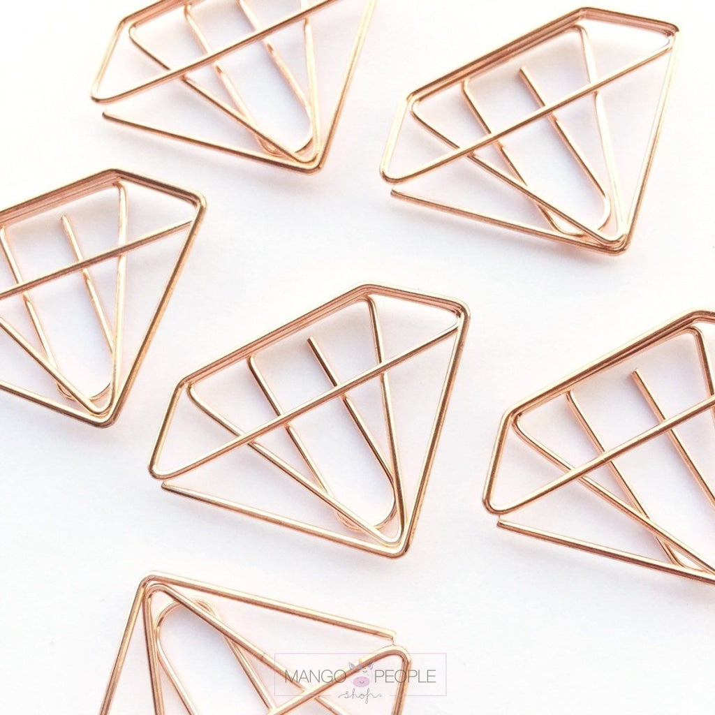 Rose Gold Diamond Paper Clip- Set of 8 Stationery Supple Room 