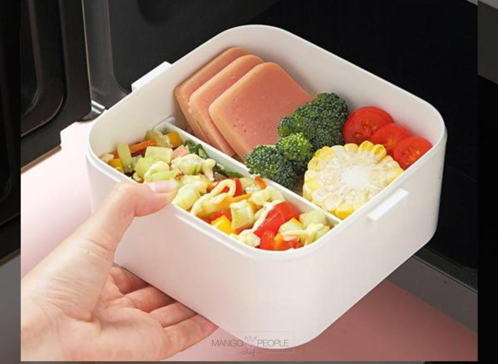 Double Compartment Lunch Box With Spoon - 850Ml Decker