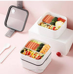 Load image into Gallery viewer, Double Compartment Lunch Box With Spoon - 850Ml Decker