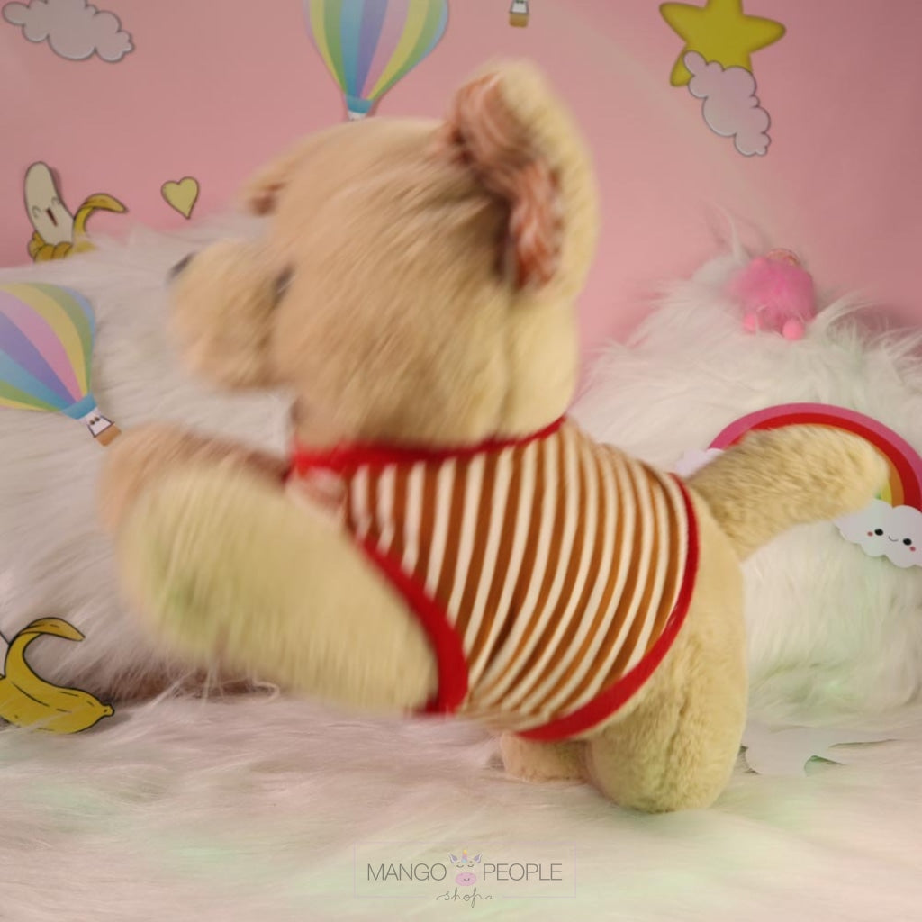 Light Brown Sleeping Husky Dog Wearing Cute Clothes Soft Toy