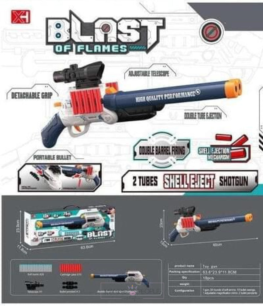 The Double Barrel Firing Blast Flames Gun For Kids Toys & Games