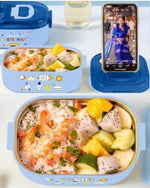Load image into Gallery viewer, Themed Stainless Steel Lunch Box - 700Ml With Complimentary Gift And Mobile Holder On The Lid
