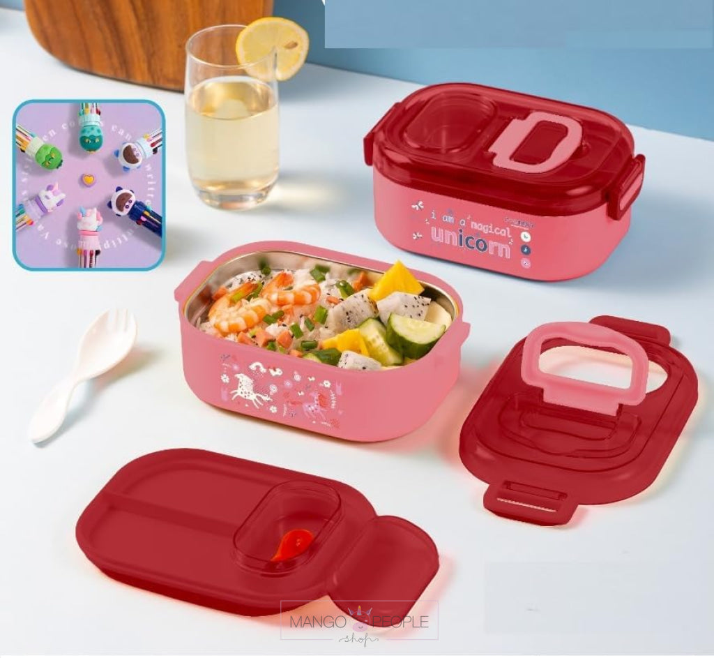 Themed Stainless Steel Lunch Box -700Ml With Complimentary Gift And Mobile Holder