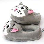 Load image into Gallery viewer, Cute Animal Grey Cat Design Fluffy Slippers
