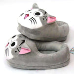 Load image into Gallery viewer, Cute Animal Grey Cat Design Fluffy Slippers