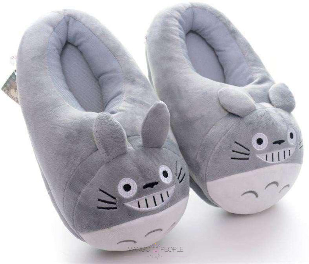 Cute Totoro Animal Style Plush Grey Slipper