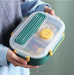 Load image into Gallery viewer, Two Grid Stainless Steel Lunch Box With Spoon Fork And Chopsticks -900Ml Tiffin
