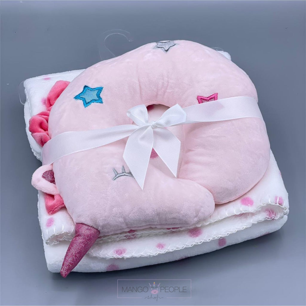 Unicorn Baby Blanket And Pillow Set Blanket Mango People Local Pink 