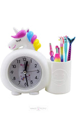 Load image into Gallery viewer, Unicorn design Alarm Clock with Pen Holder Alarm Clock Mango People White 
