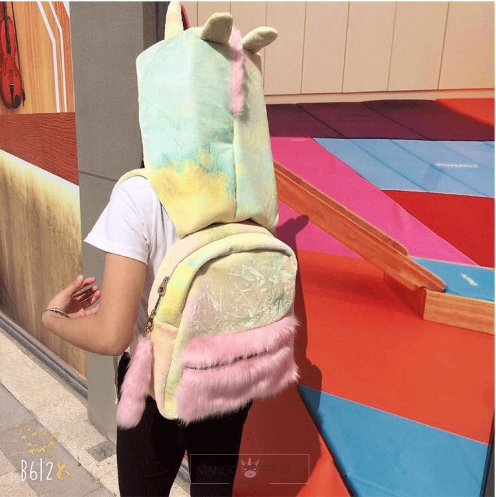 Unicorn In Disguise Hooded Velvet Backpack Backpack Mango People International 