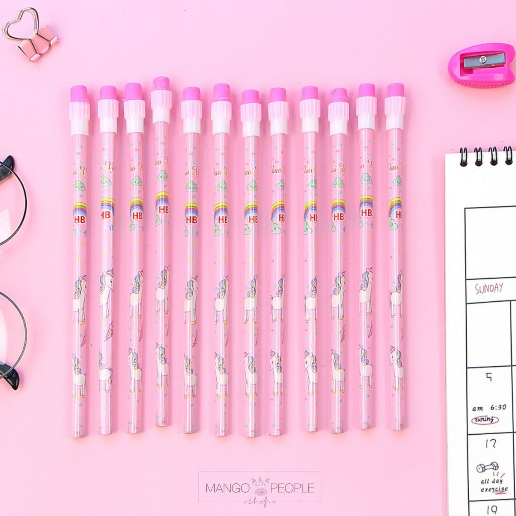 Unicorn Pencils - Set of 10 Stationary Lemonade Pink 