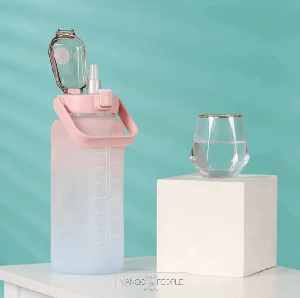 Unique Sipper Water Bottle With Motivational Quote And Time Marker - 2Litre Bottles Flasks Sipper