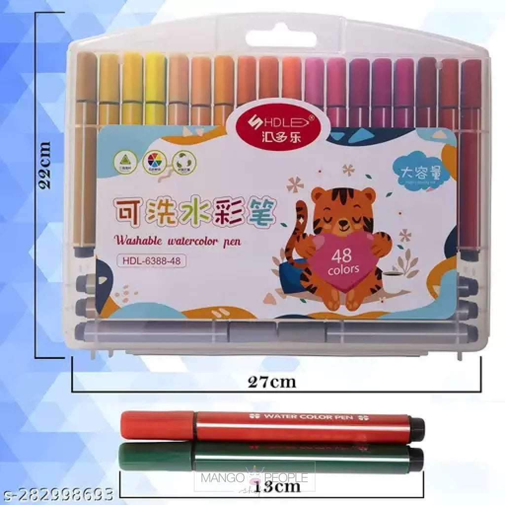 Washable Watercolor Pens Set - 48 Shades Markers And Highlighters
