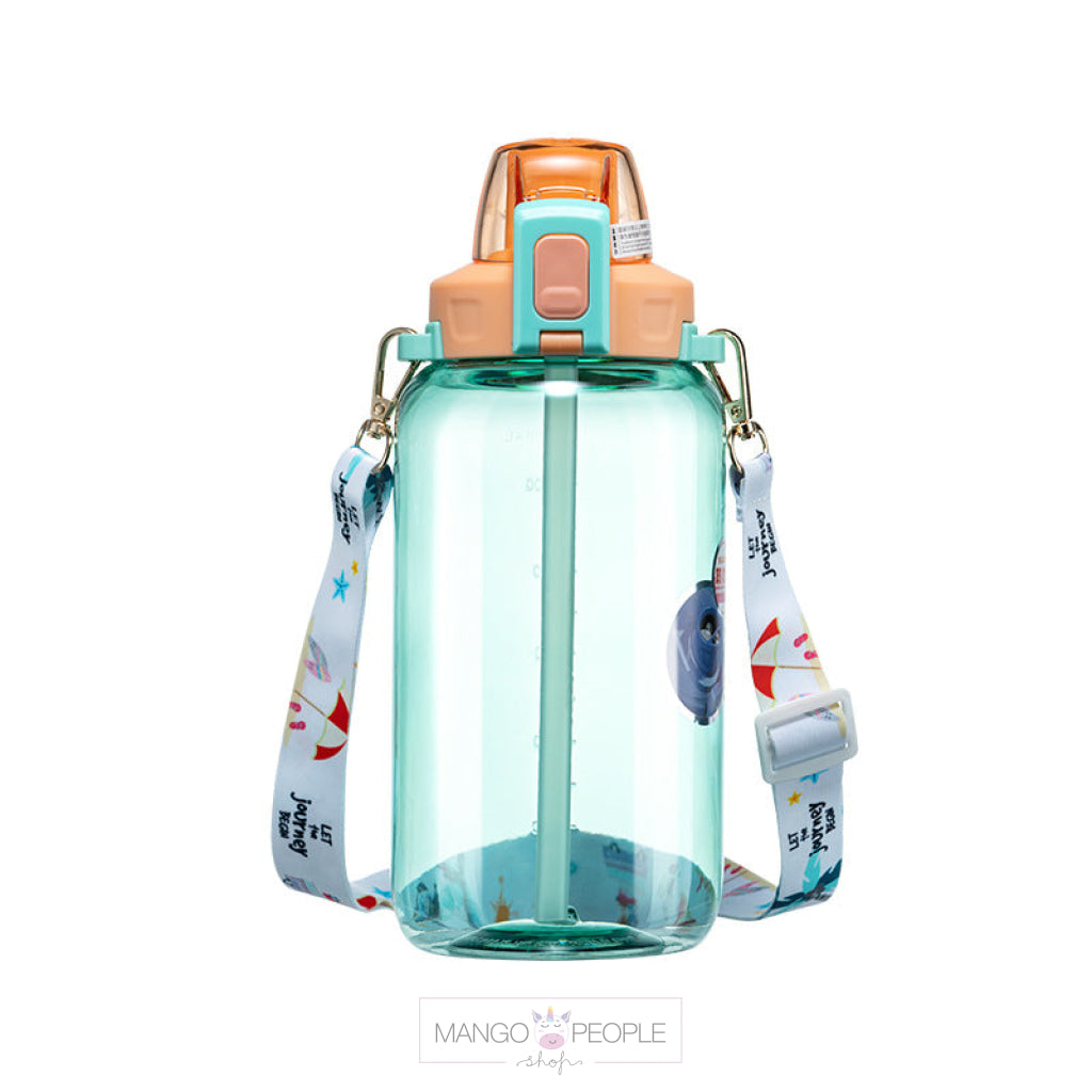 Water Bottle With Straw And Shoulder Strap Sticker For Kids - 1200Ml