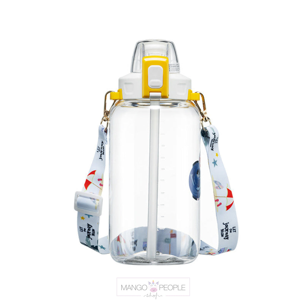 Water Bottle With Straw And Shoulder Strap Sticker For Kids - 1200Ml