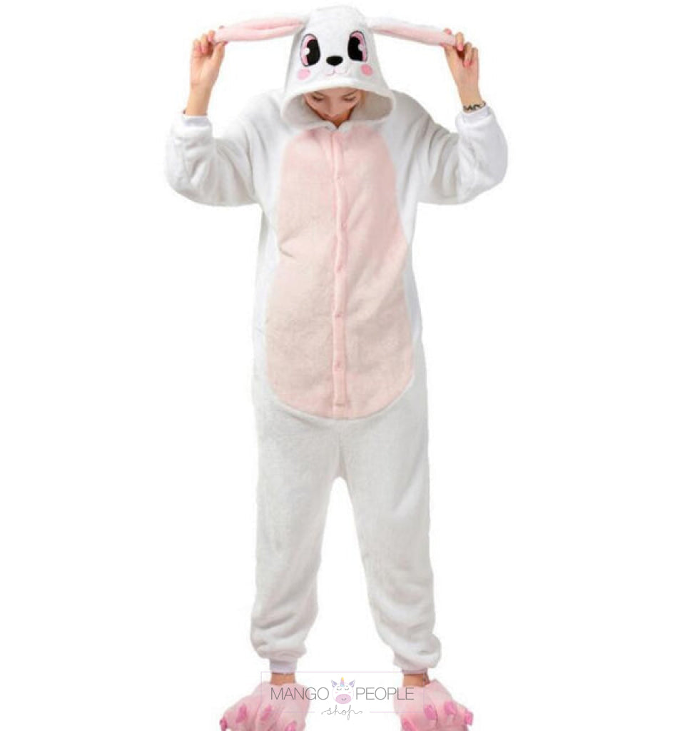 White Rabbit Onesie with Long Ears Onesie Mango People Factory S Pink 