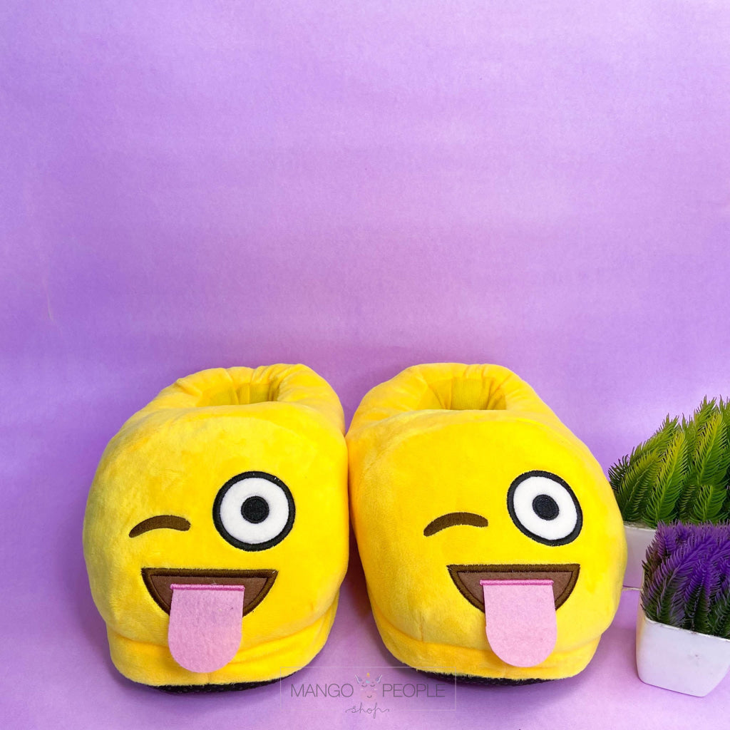 Winking Emoji Plush Slippers Slippers Mango People Local 