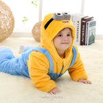 Load image into Gallery viewer, You&#39;re One in a Minion Flannel Hooded Romper for Babies Kids Onesie Mango People International 
