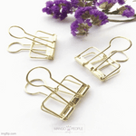Load image into Gallery viewer, Gold Hollow Paper Binder Clip-Large (32 mm) - Set of 6
