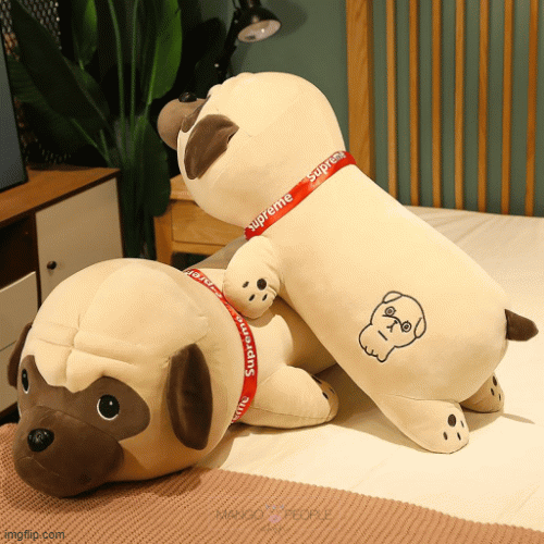 Soft and Cute Pug Dog Long Pillow Plush Toy