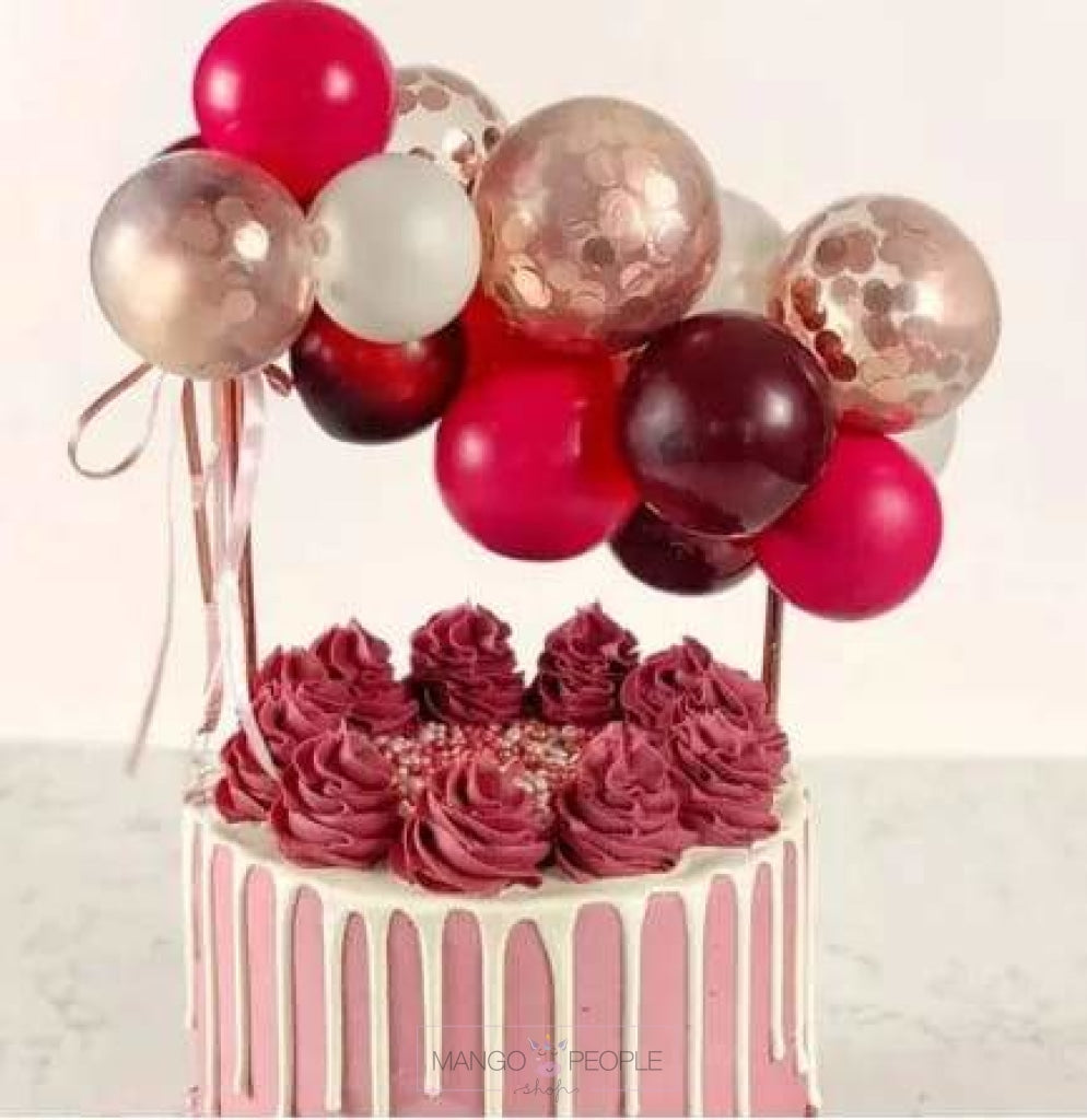 Cherry Red-Rose Gold Confetti Balloon Cake Topper Cake Topper Mango People Local 