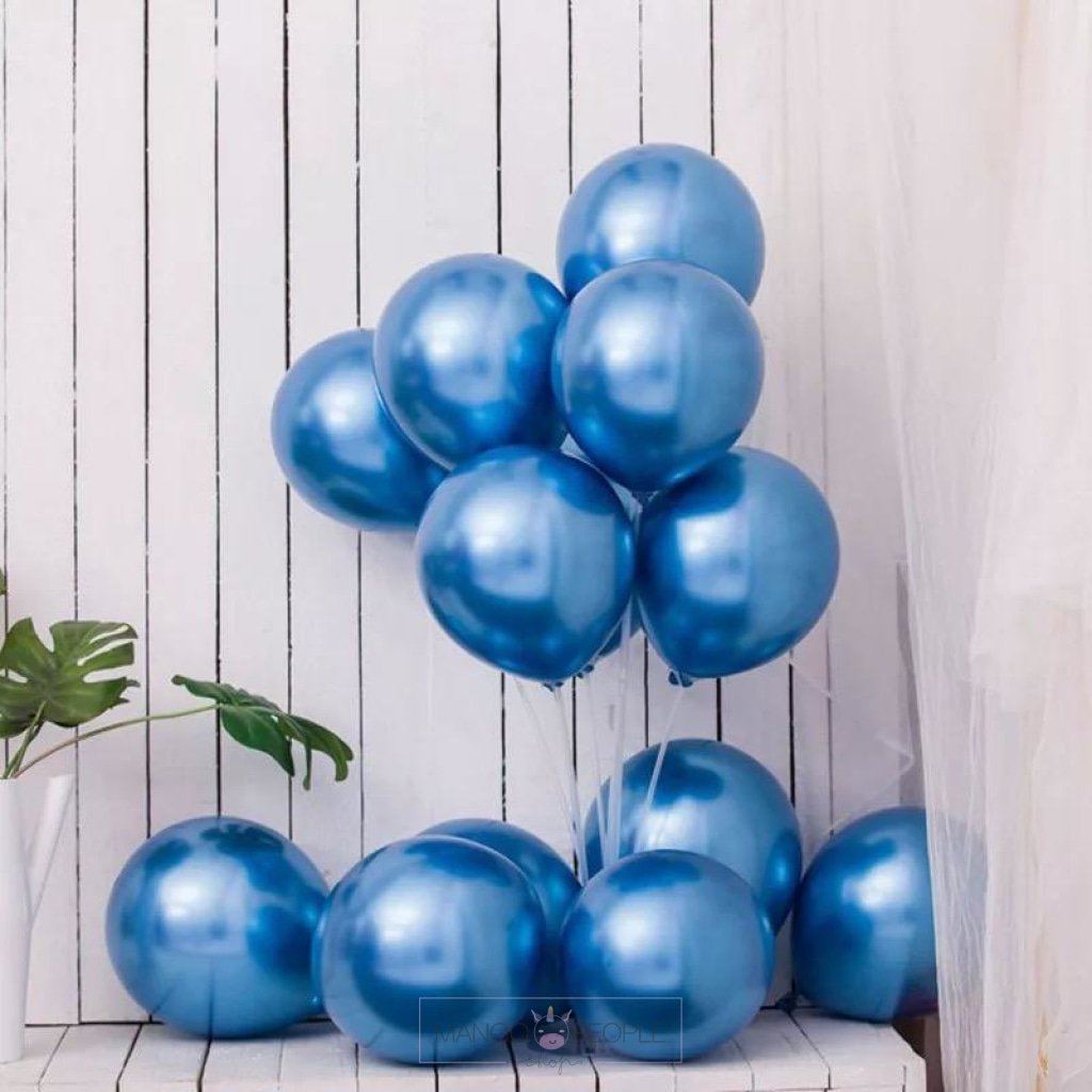 Chrome Metallic Latex Balloons- Set Of 100 Balloons Mango People Local Blue 