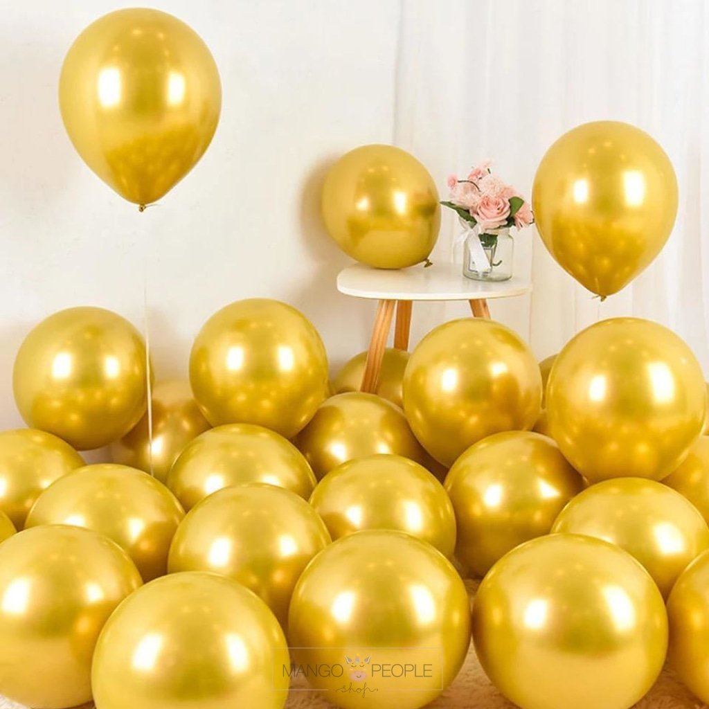 Chrome Metallic Latex Balloons- Set Of 100 Balloons Mango People Local Gold 