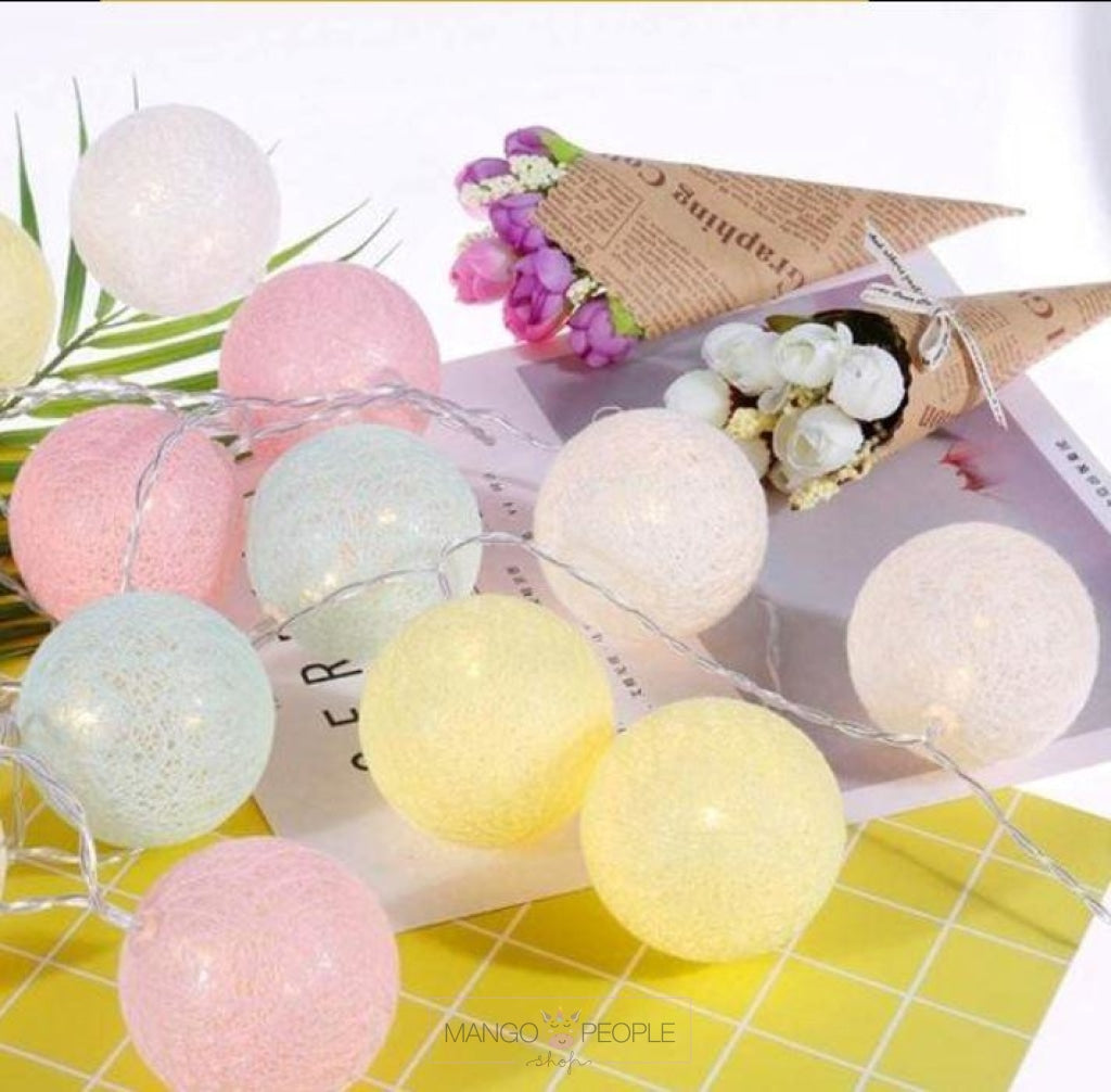 Cotton Ball String Lights - Pastel Colors String Light Chronos Lights 