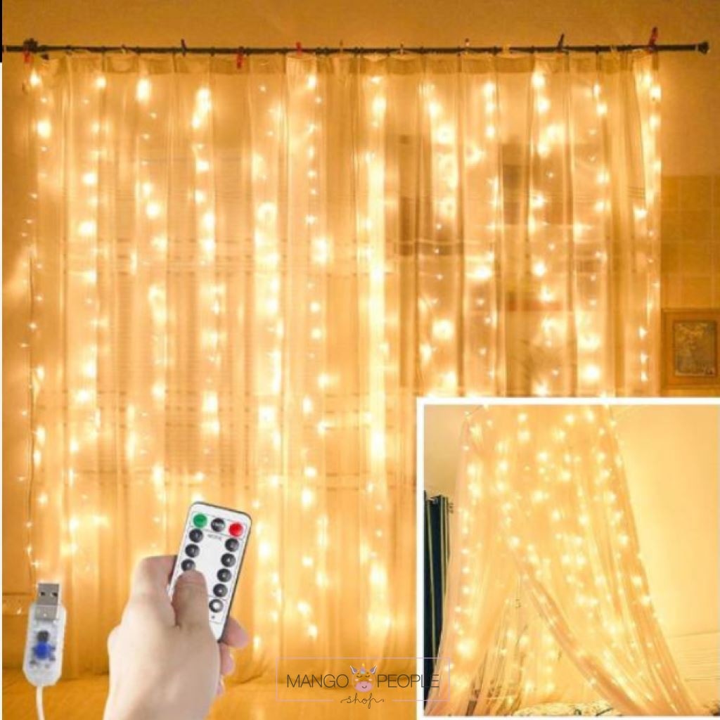Curtain Lights - Copper Wire Fairy Led String - Usb Powered 8 Function Remote Control Warm White String Light Chronos Lights 