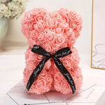 Load image into Gallery viewer, Eternity Peach Roses Teddy Bear 25cm Forever Flowers Mango People Flowers With Ribbon 
