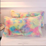 Load image into Gallery viewer, Fuzzy Rainbow Pillows - King Size Pillow Mango People Factory 
