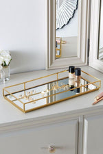 Load image into Gallery viewer, Glass Gold Tray Jewellery Table Accessory &amp; Makeup Organiser Home &amp; Living Moradabad 

