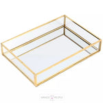 Load image into Gallery viewer, Glass Gold Tray Jewellery Table Accessory &amp; Makeup Organiser Home &amp; Living Moradabad Single Tray 
